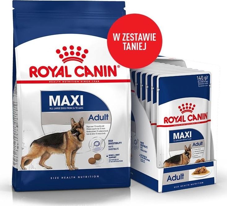 Royal Canin ROYAL CANIN Maxi Adult 15kg + 10x140g saszetka