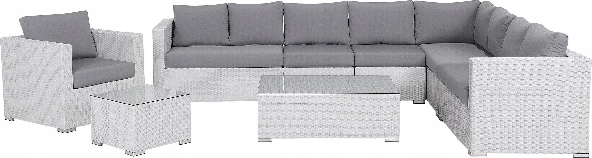 Beliani Zestaw ogrodowy modułowy z technorattanu 4-osobowy prawostronny czarny SANO II