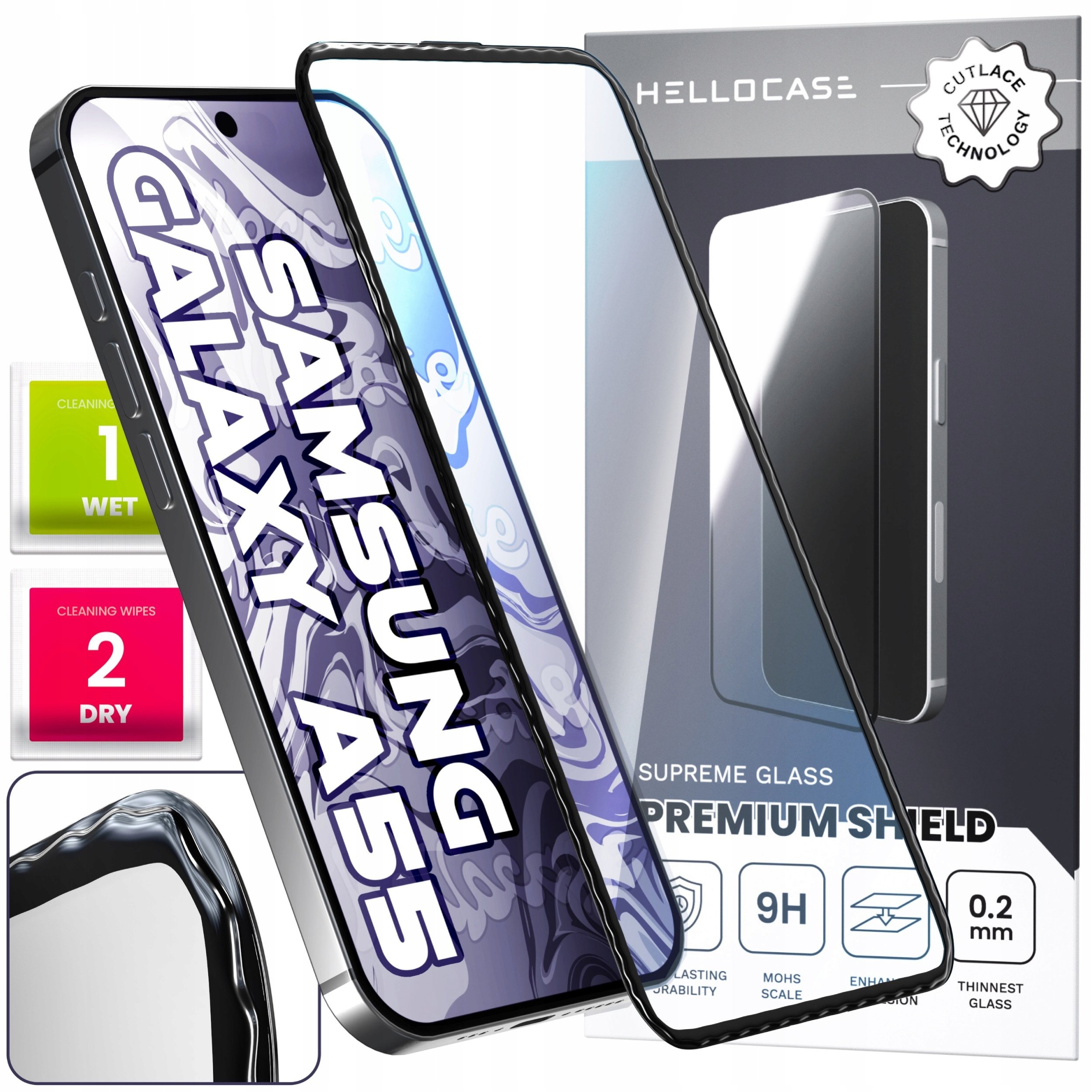 Szkło Hartowane do Samsung Galaxy A55 (9H, Pełne 5D, Falowane, Wave)