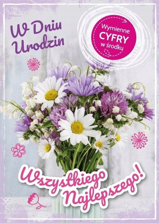 KUKARTKA Karnet Urodziny wymienne cyfry