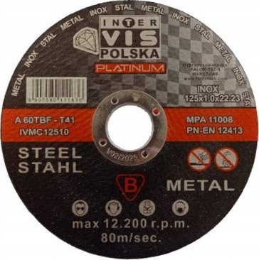 Inter-Vis TARCZA DO CIĘCIA METALU STALI INOX 125 MM x 1,0 MM