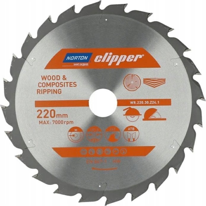 Norton NORTON CIRCULAR SAW 220mm x 30mm x 24z WOOD AND COMPOSITES ATB (2.8 / 1.8)