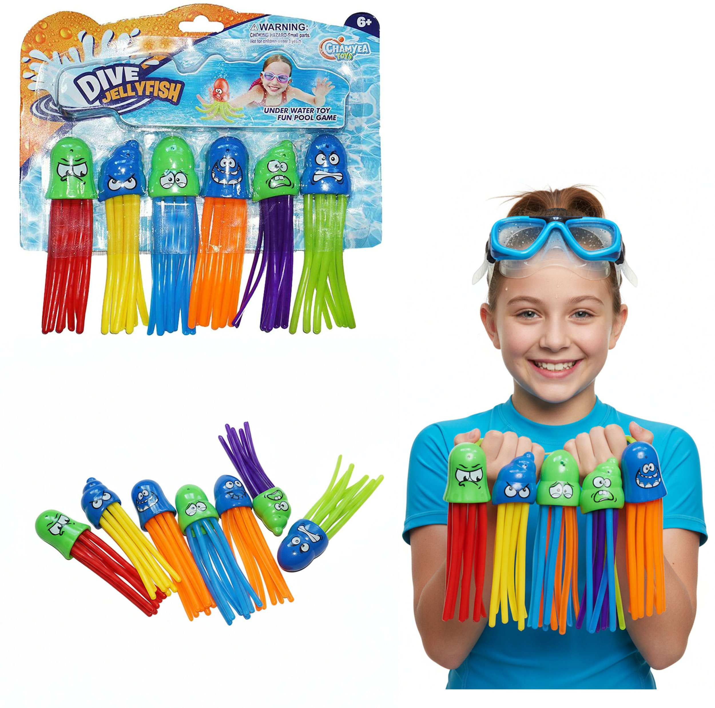 Coil zabawki do nurkowania do wody wanny basenu kolorowe zestaw oŚmiorniczki 6szt