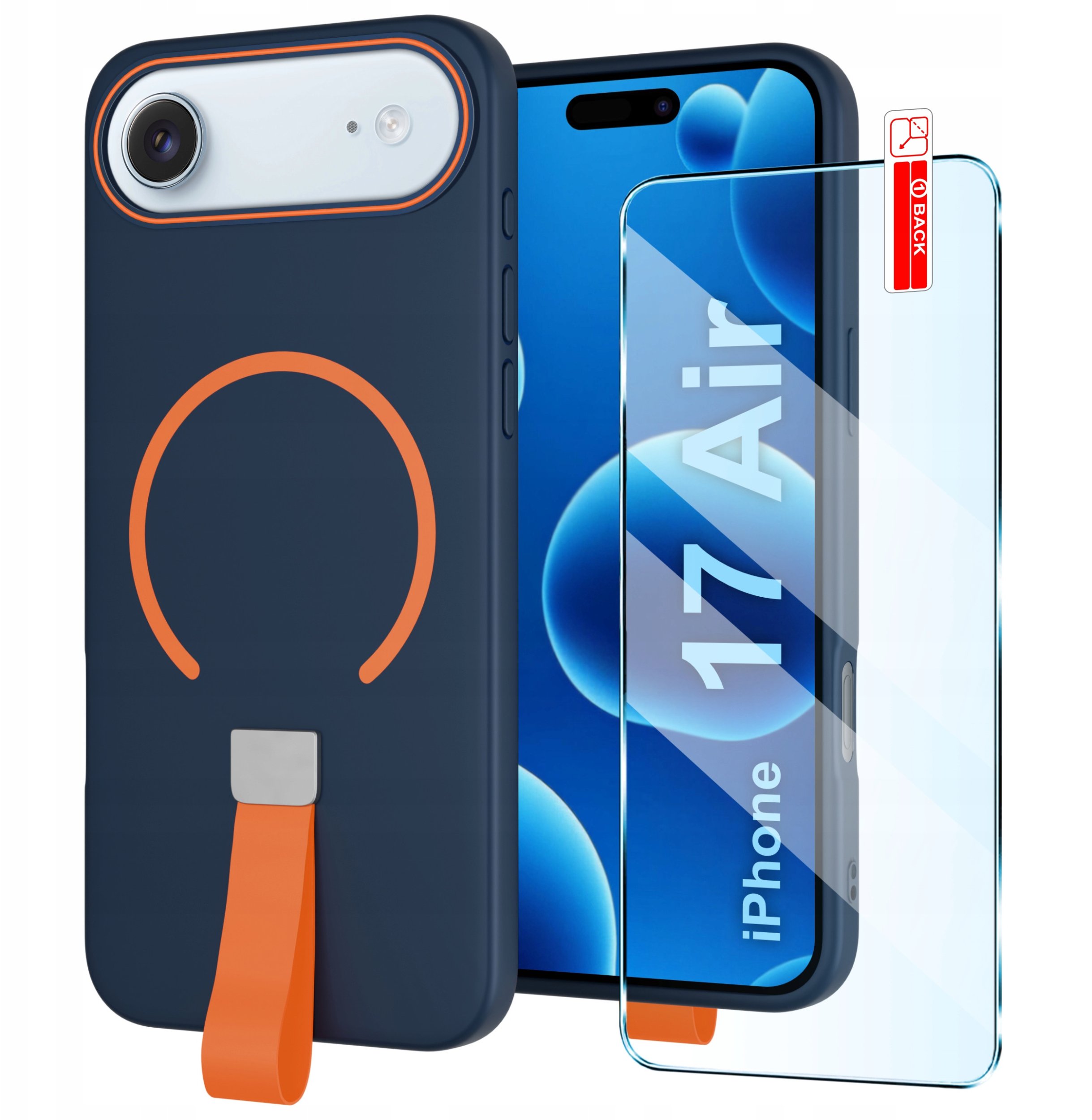 Etui z Paskiem na palec Matowe do iPhone 17 Air |do MagSafe +Szkło