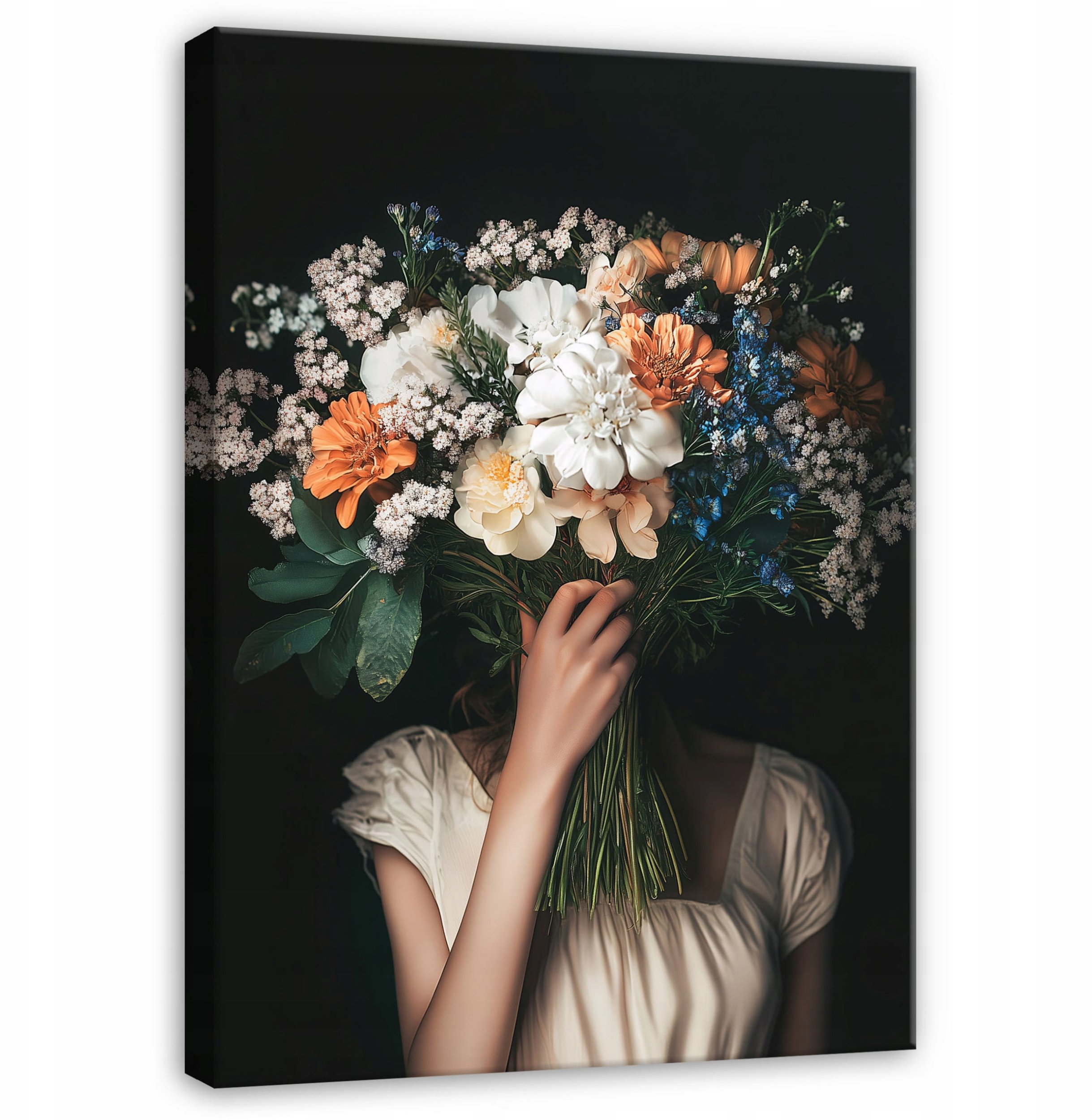 Obraz Kobieta Kwiaty Vintage Do Sypialni Salonu Kuchni Na Płótnie 60X40