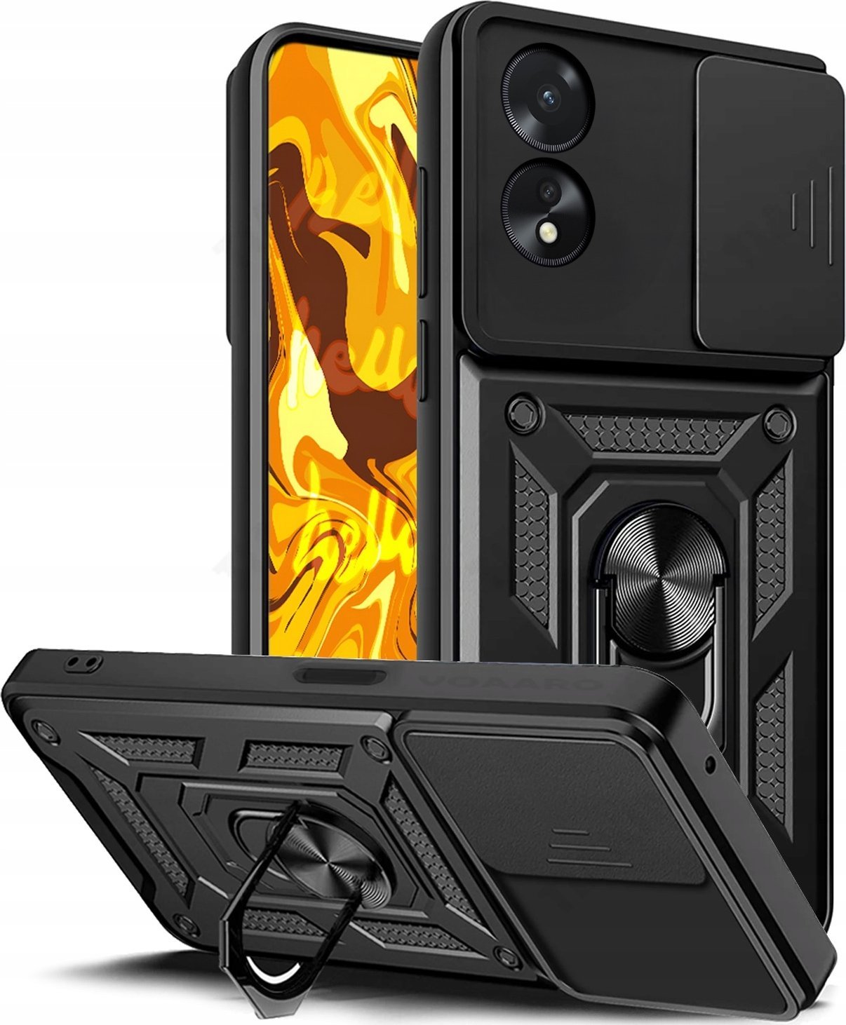 Hello Case ETUI PANCERNE DO OPPO A38 CZARNE OBUDOWA ARMOR HOLDER RING CASE