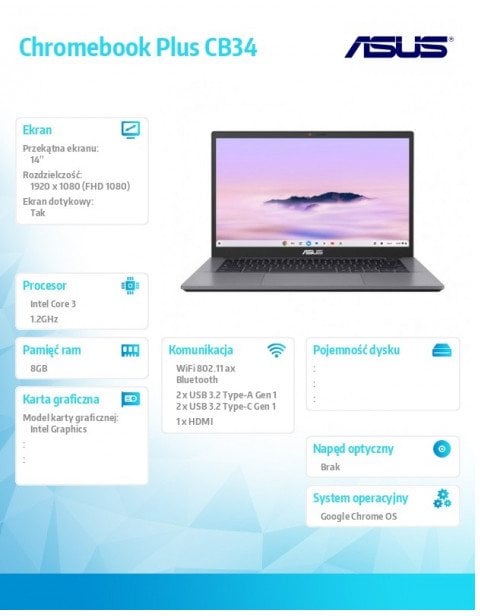 asus Notebook Chromebook Plus CB3402CVA-MW0517