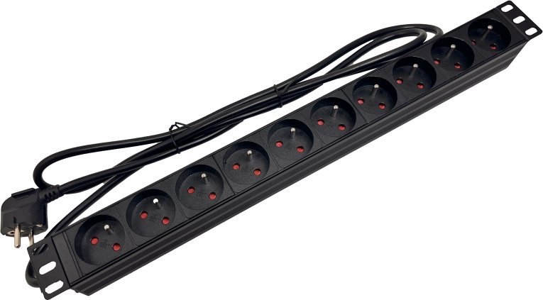 Alantec Listwa zasilająca 19" 230V - 10 gniazd (typu E - CEE 7/5), kabel 1,8m CEE 7/7 (PZ019)