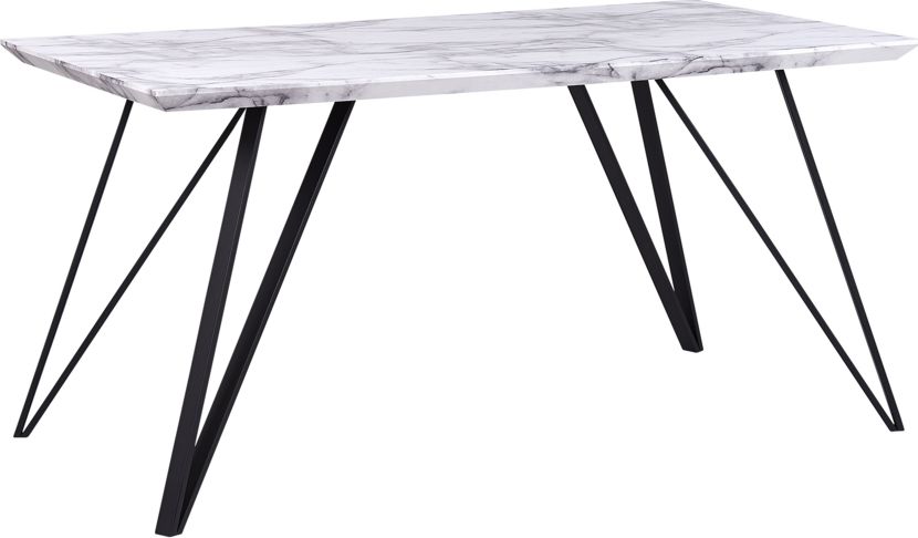 Beliani Stół do jadalni 150 x 80 cm efekt marmuru biało-czarny MOLDEN