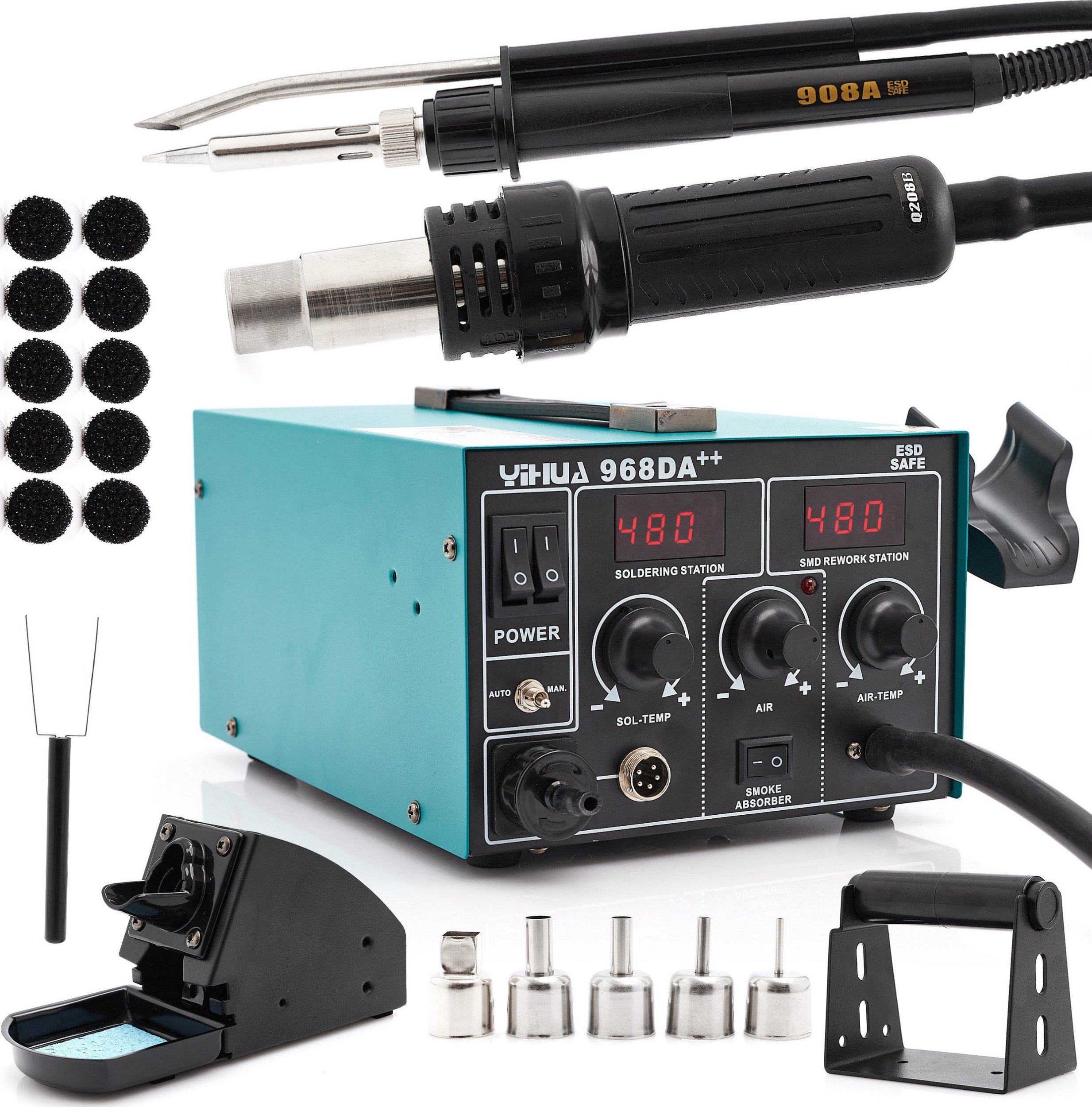 Techrebal HOT AIR ODCIĄG LUT 4W1 YIHUA 968DA++ ROZLUTOWNICA