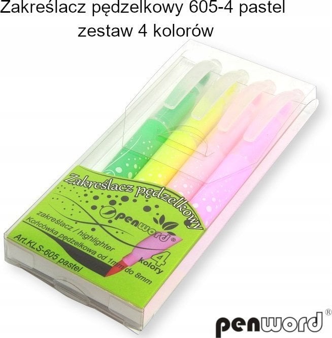Polsirhurt Zakreślacz pędzelkowy 605-4 Pastel 4 kolory