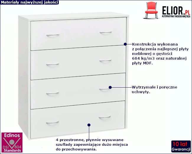 Elior Biała minimalistyczna komoda mat - Rahim