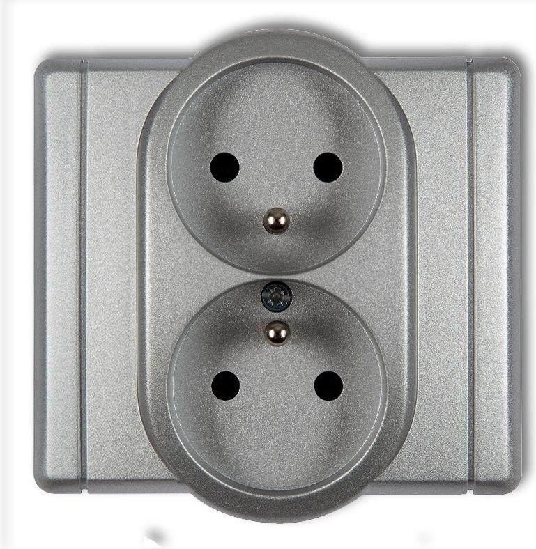 Karlik Gniazdo podwójne Flexi z/u srebrny metalik (7FGP-2z)