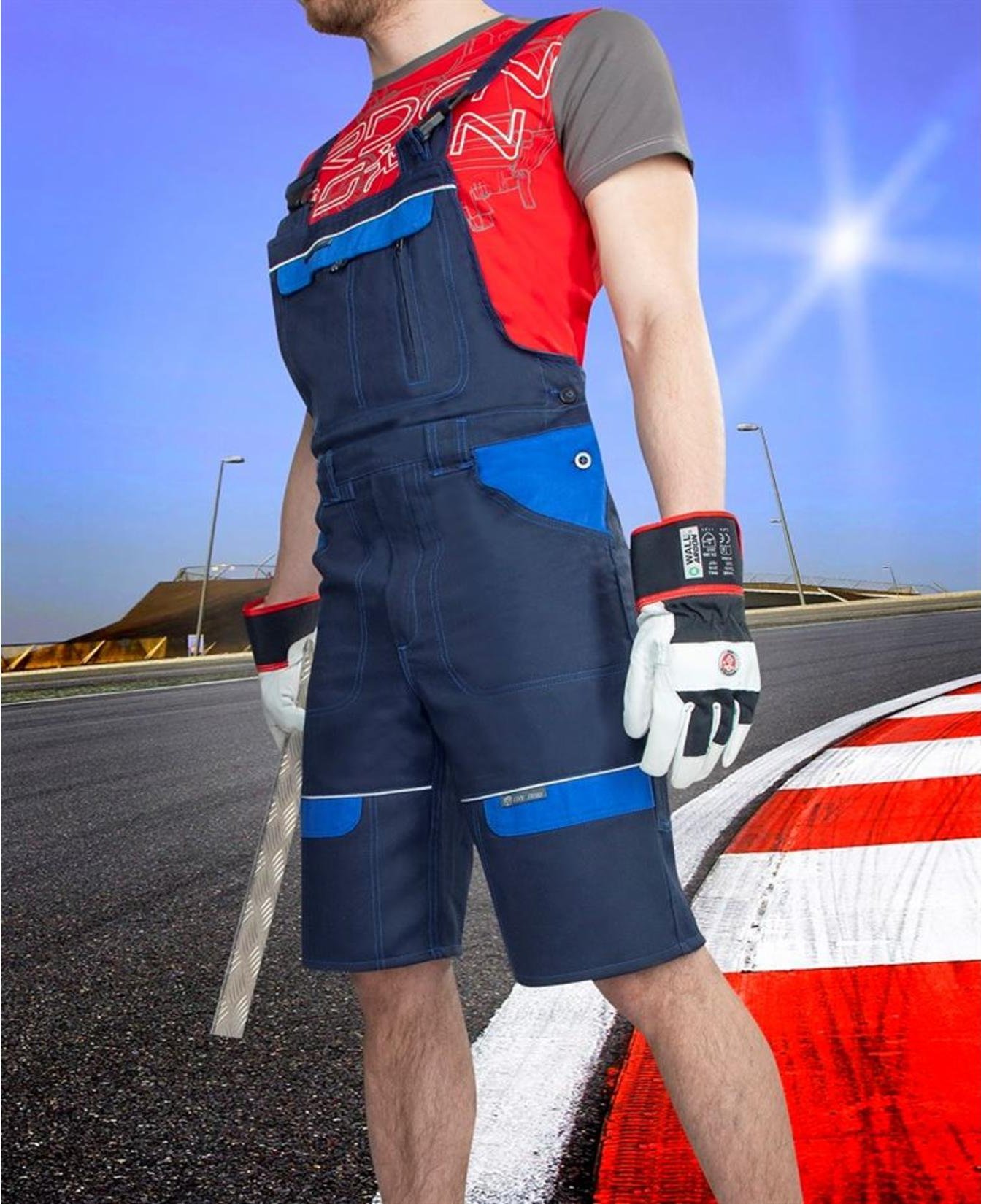 Ardon ARDON COOL TREND - męskie spodenki robocze ogrodniczki, długość nad kolana, tył dwie kieszenie, boczne wielofunkcyjne na nogawkach, dodatki odbl