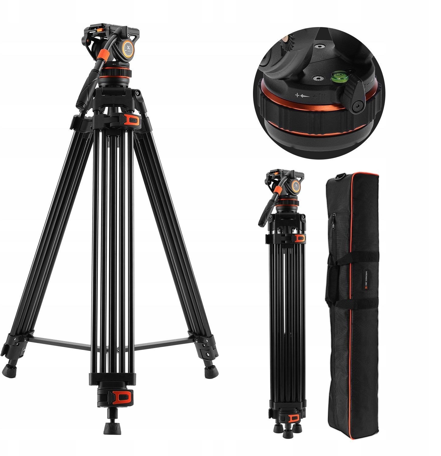 Profesjonalny Statyw Filmowy do Filmowania VIDEO Głowica Olejowa K&F 192cm / KF09.147