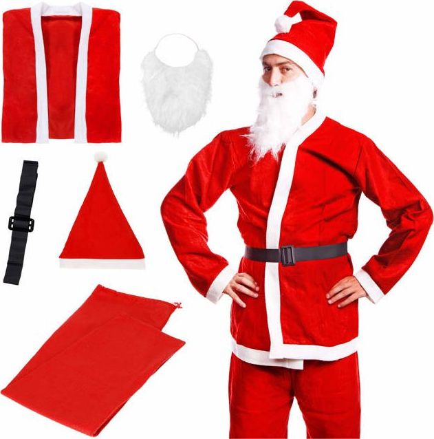 Springos Strój Mikołaja 5 elementów, kostium czerwony UNIWERSALNY