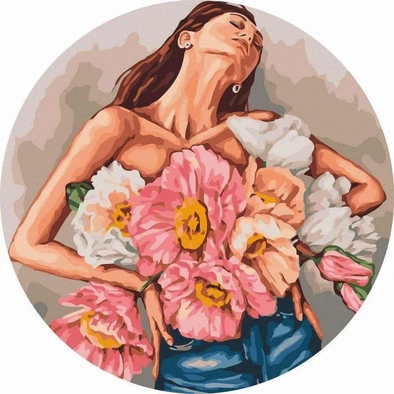 Malowanie po numerach okrągłe - Dziewczyna... 40cm EDUKAMP