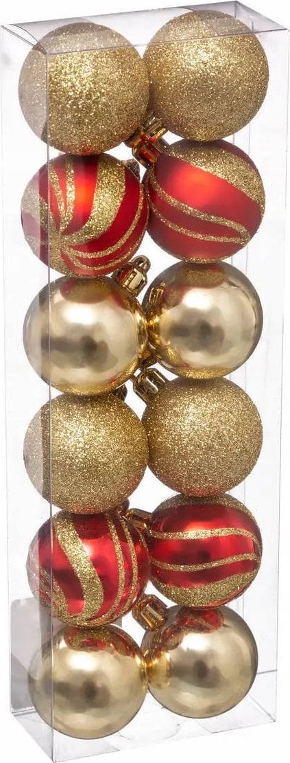 Atmosphera Wielokolorowe bombki o różnym wykończeniu, Ø 4 cm, 12 szt.