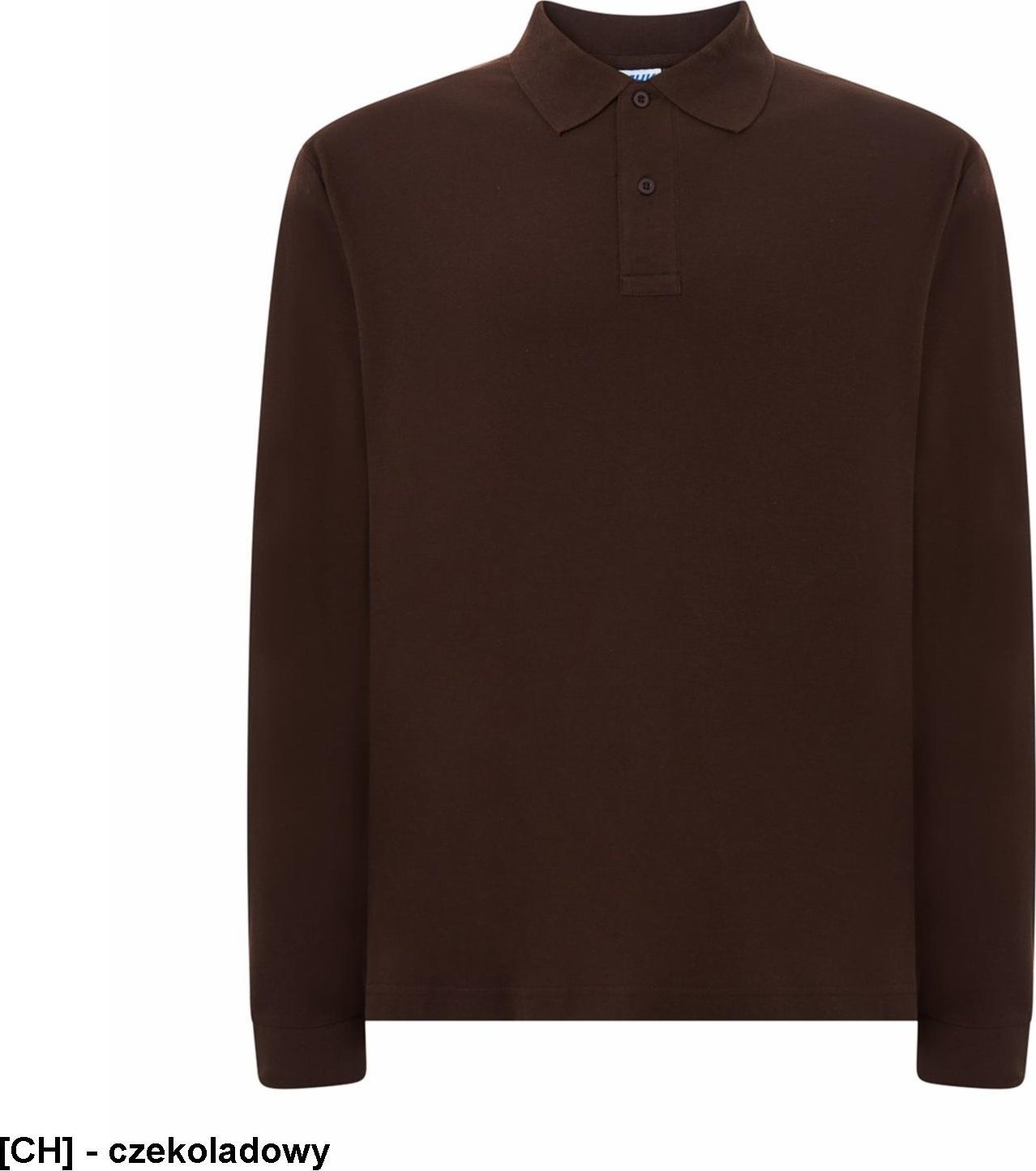 JHK PORA210LS - polo męskie długi rękaw, dwa guziki, boczne rozcięcia, dłuższe na pleach, 100% bawełna 200 - 210g - czekoladowy S