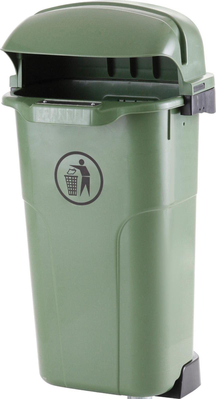 Europlast Austria Kosz kubeł uliczny miejski na słupek lub ścianę URBAN BIN 50L - zielony Kosz kubeł uliczny miejski na słupek lub ścianę URBAN BIN 50