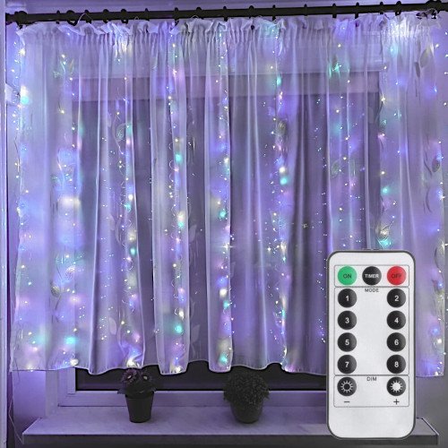 КиКо Kurtyna świetlna kolor 300 LED 3x3m USB + pilot