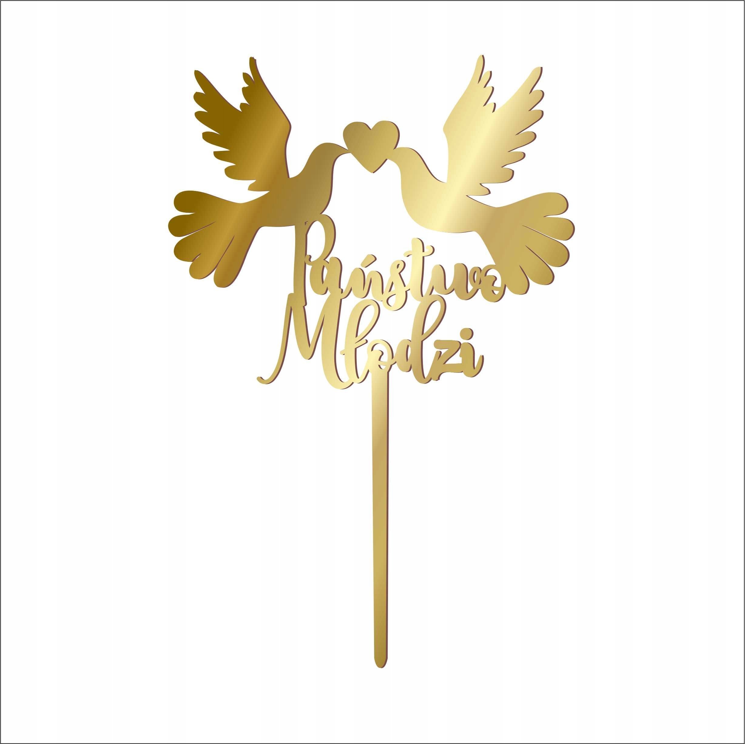 details Topper ślub wesele pleksi złoty kolor napis