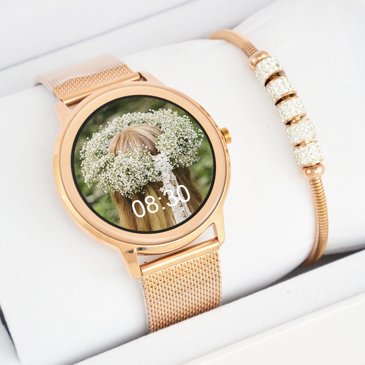 Zestaw dziecięcy KOMUNIA RUBICON RNBE66 SMARTWATCH - rosegold