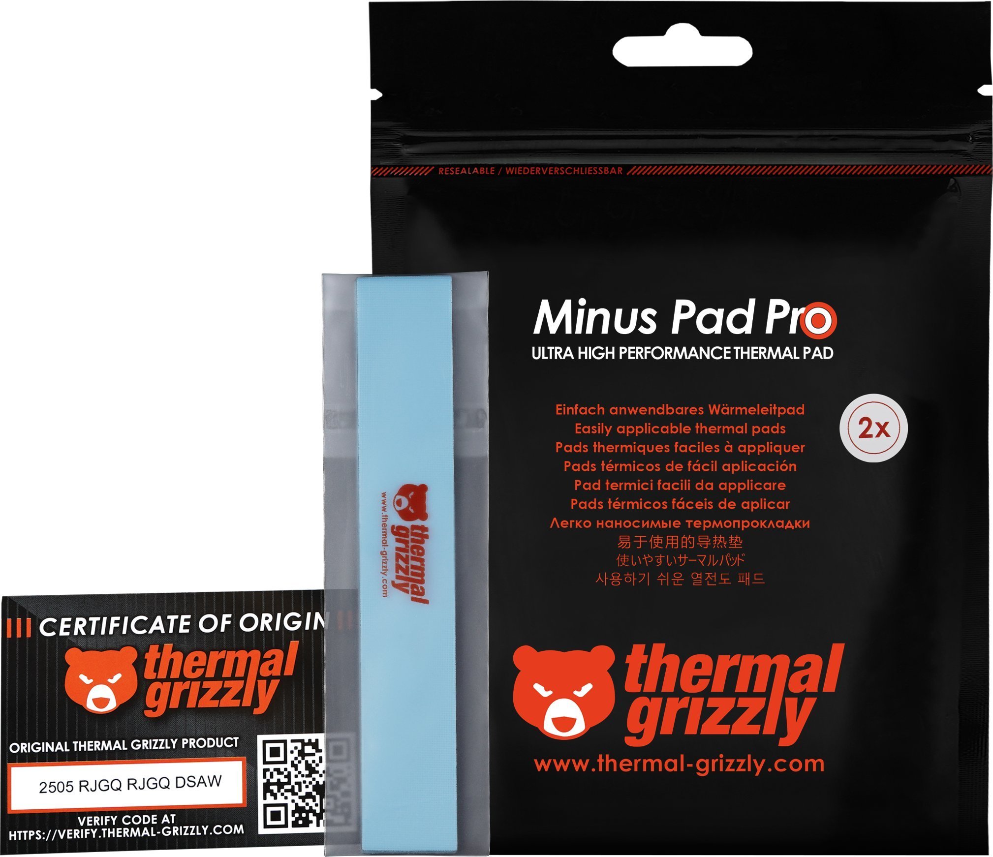 Thermal Grizzly Minus Pad Pro - 120 x 20 x 2,0 mm, 2 Stück