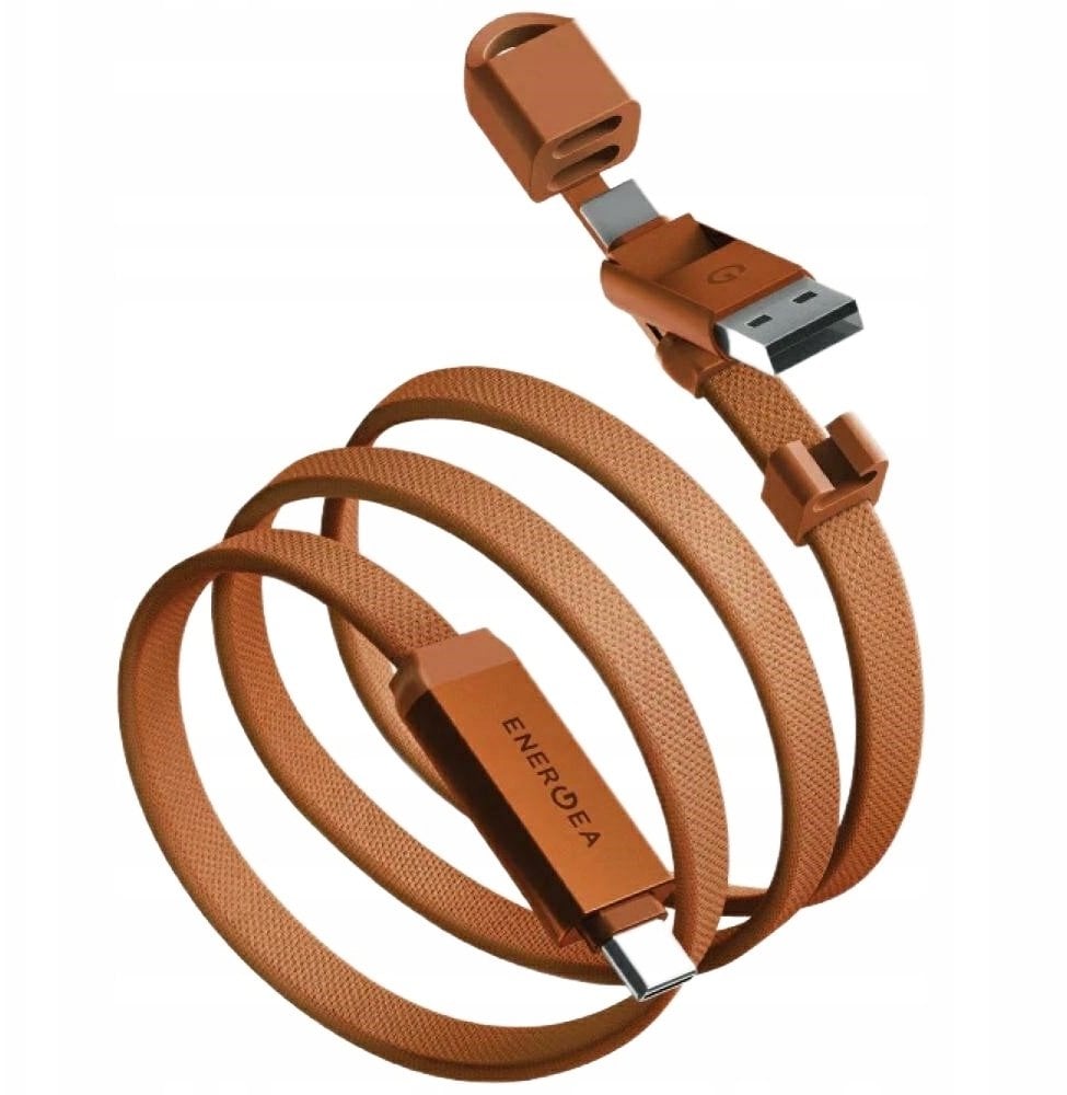 Kabel USB Energea Kabel Sheath Travel 2w1 USB-C do USB-C/USB-A 480Mbps 60W 1.2m pomarańczowy