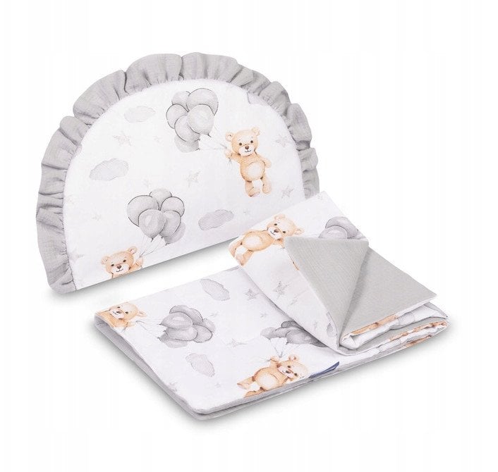 KOMPLET DO WÓZKA MUŚLIN TEDDY SZARY