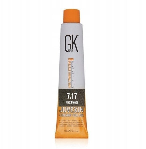 GK HAIR (Global Keratin) Global Keratin, Cream Colour, Permanent Hair Dye, 7.17 Matt Blonde, 100 ml For Women