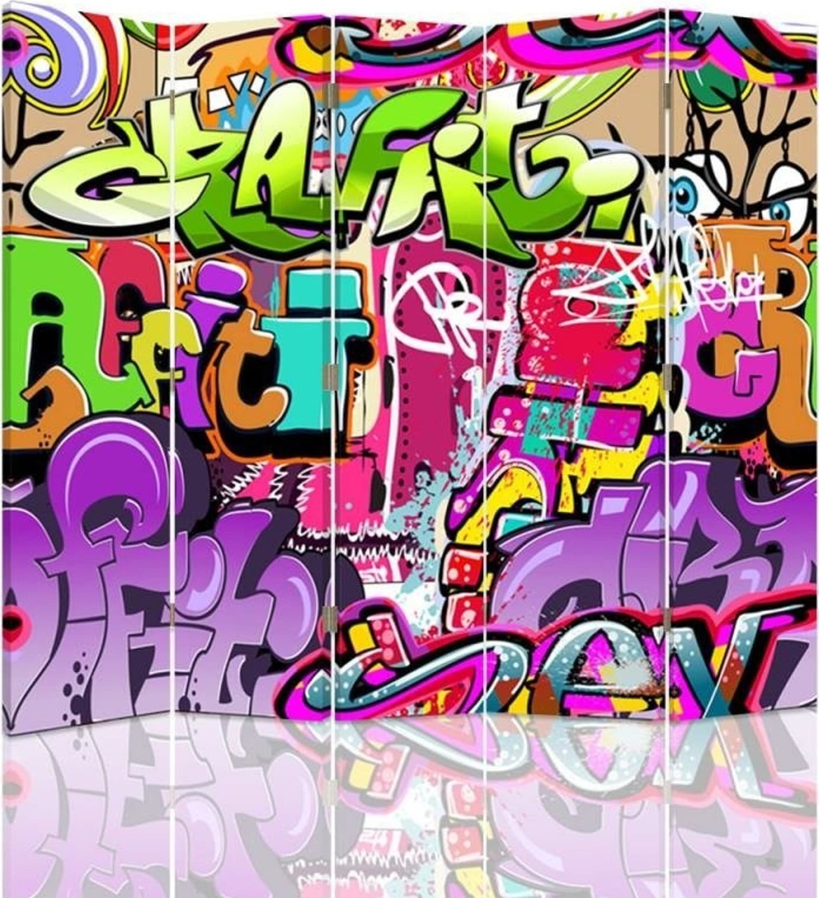 Feeby Parawan dwustronny, Abstrakcja z graffiti (Rozmiar 180x170)