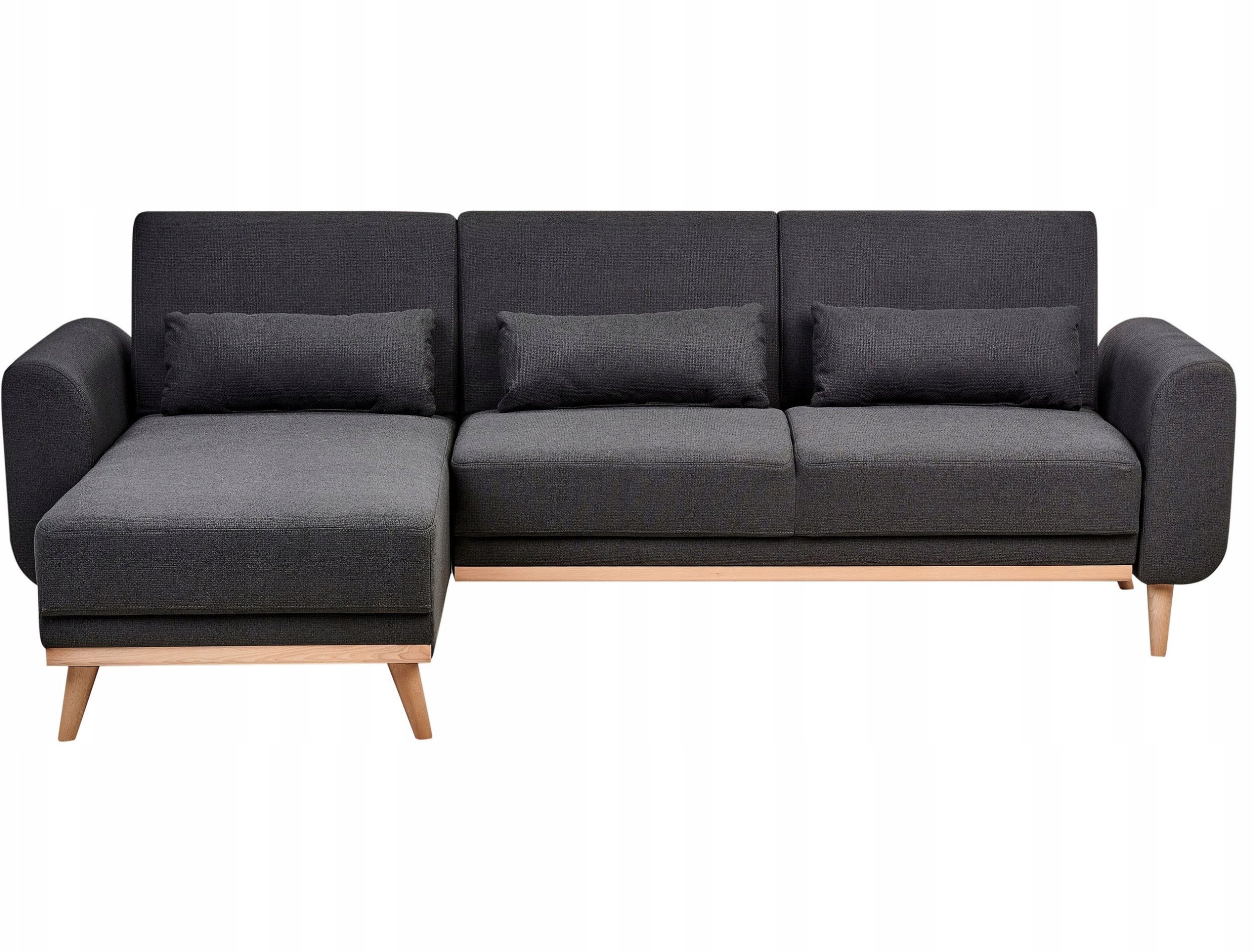 Beliani Narożnik rozkładany prawostronny czarny OLLSTA