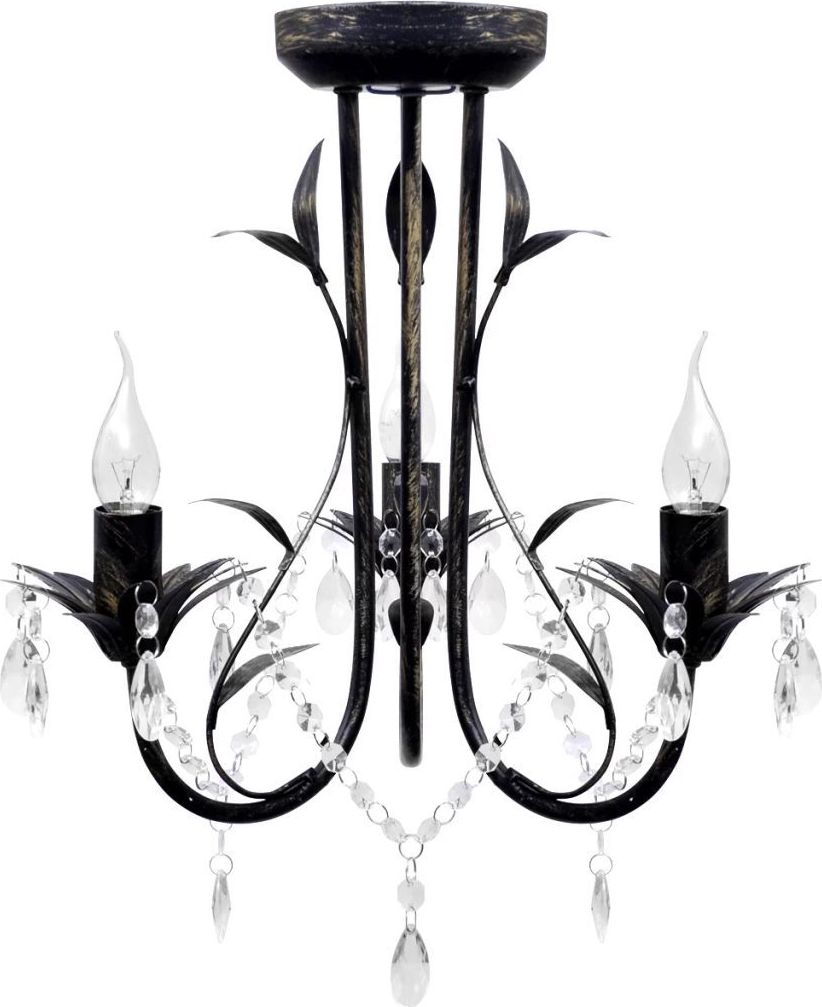 Lampa wisząca Lumes Czarny żyrandol w stylu retro z kryształkami - E994-Canes