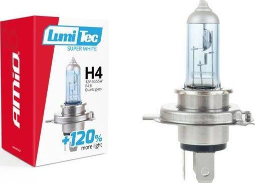 AMiO Żarówka halogenowa H4 12V 60/55W LumiTec SuperWhite +120%