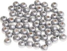 Koraliki drewniane do nawlekania srebrne 10mm 60sz