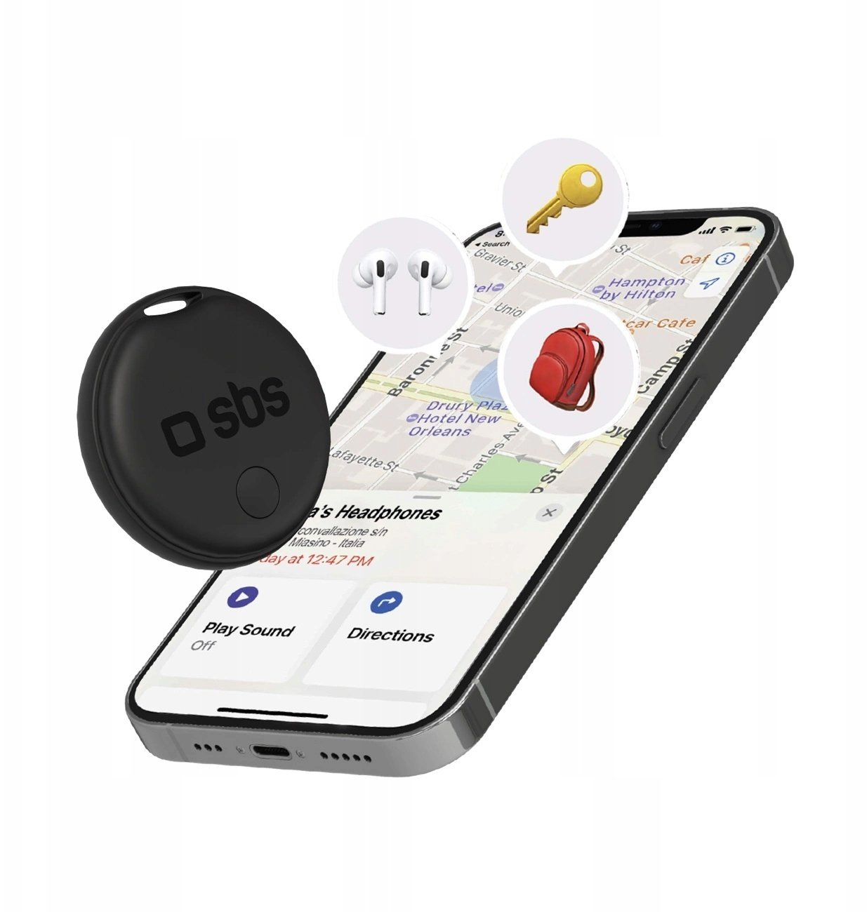 SBS Lokalizator Track My Circle kompatybilny z Apple Find My - czarny