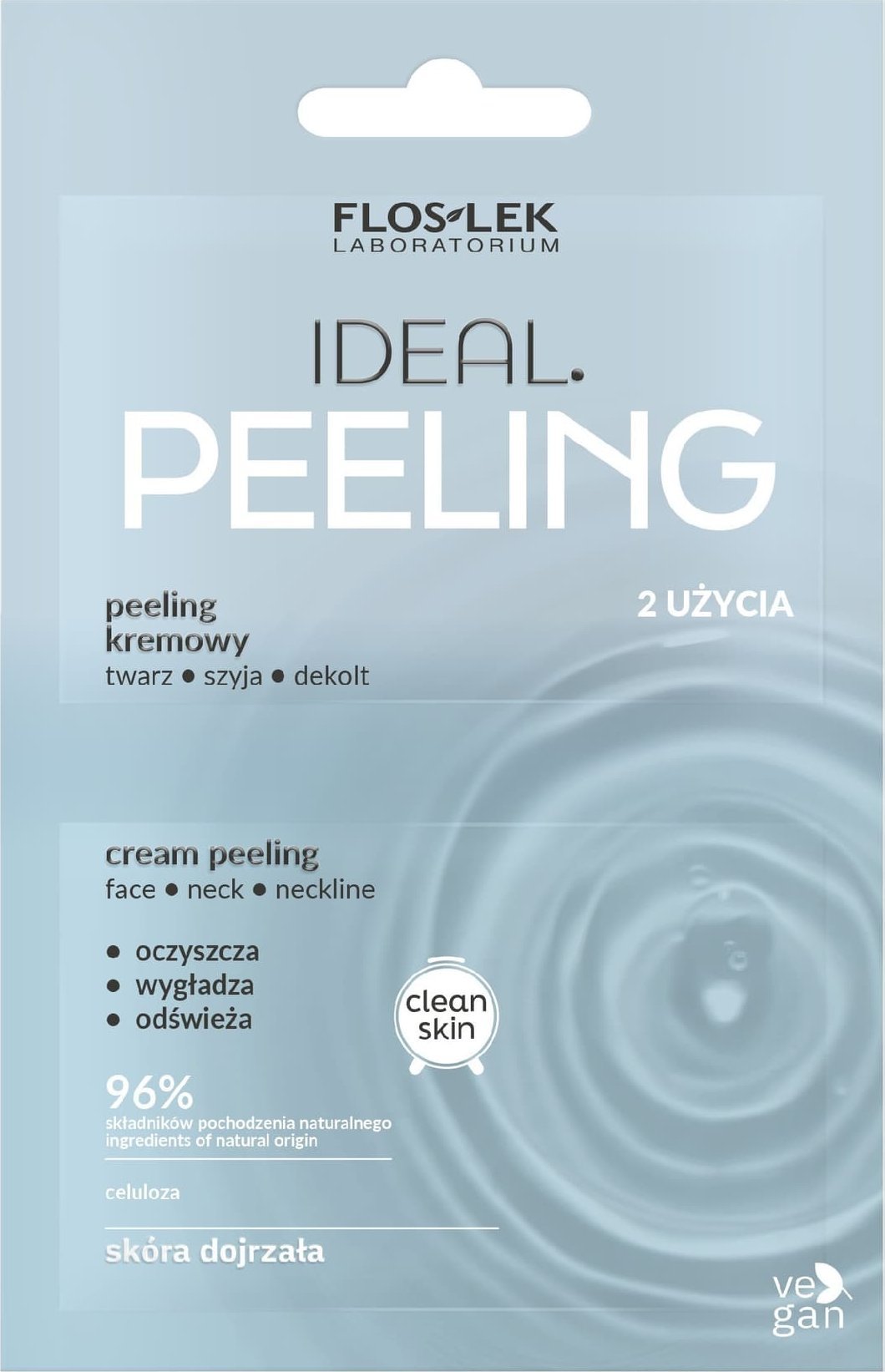 Floslek FLOSLEK Clean Skin Peeling kremowy Ideal na twarz,szyję i dekolt - skóra dojrzała 2x4ml
