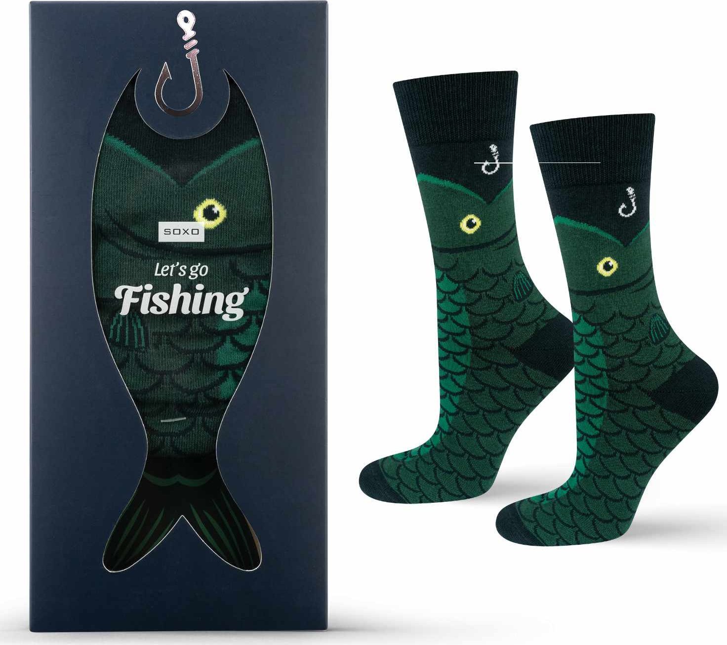 Soxo Męskie Skarpetki kolorowe SOXOLet's go fishing w pudełku 4045