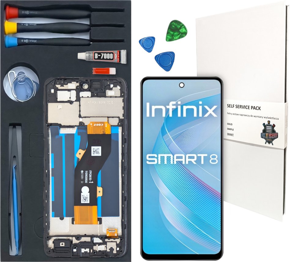 WYŚWIETLACZ LCD DO INFINIX SMART 8 RAMKA ZESTAW WYMIANA WYŚWIETLACZA X6525