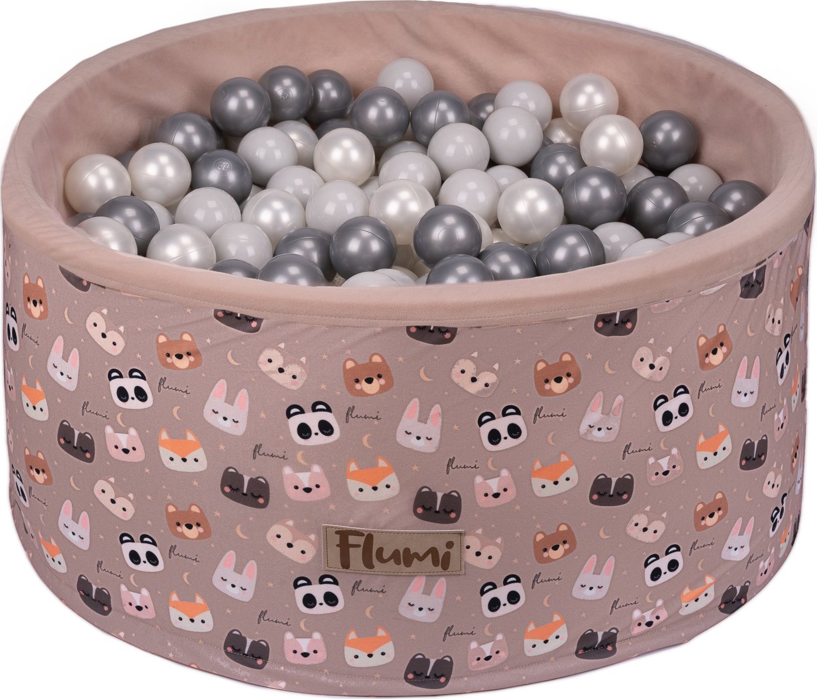 Blomster Suchy basen BEŻOWE MISIE + PIŁKI SREBRNE-SZARE-PERŁOWE