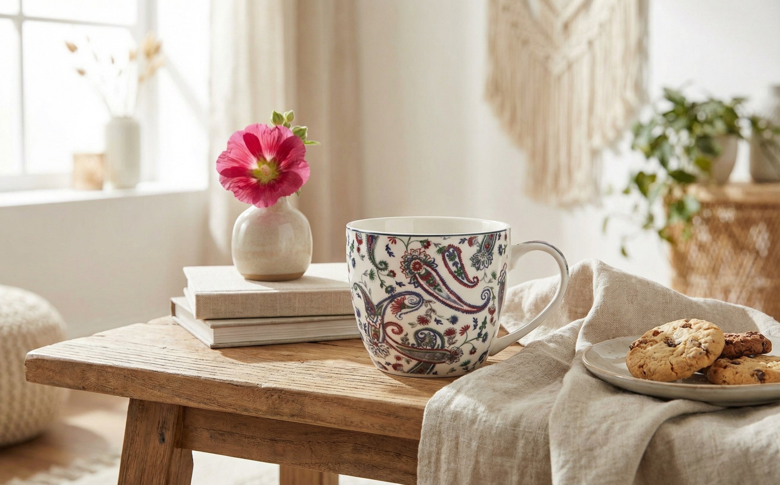 Kubek porcelanowy 460 ml Liberty w koszyczku