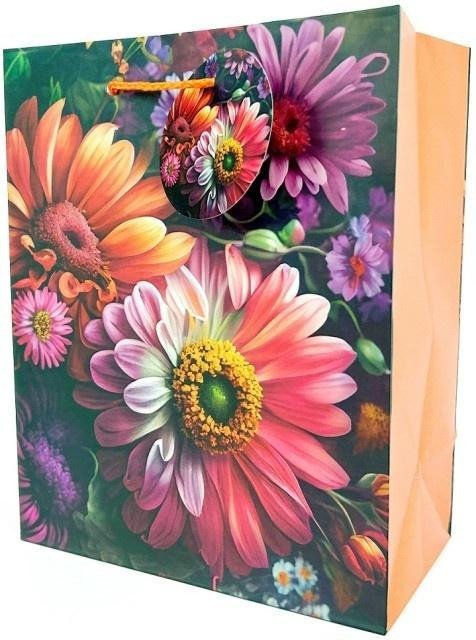 Torebka ozdobna matowa 18x23x10cm Kwiaty