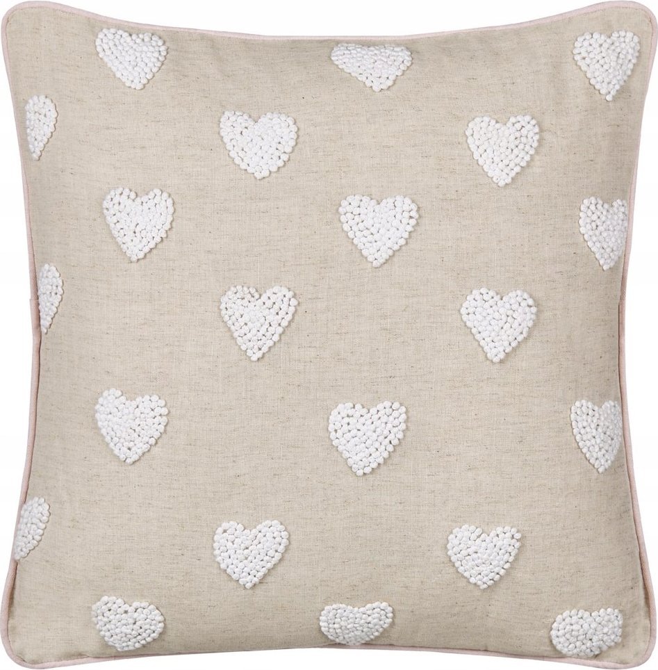 Beliani Bawełniana poduszka dekoracyjna w serca 45 x 45 cm beżowa GAZANIA