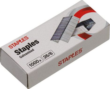 Staples STAPLES Zszywki ocynkowane 26/6, 1000 sztuk
