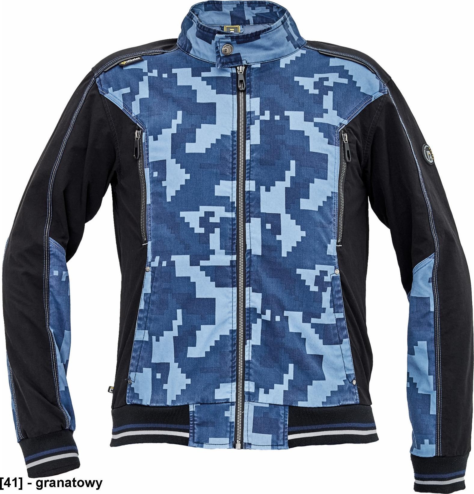 CERVA NEURUM CAMOUFLAGE kurtka - męskia kurtka robocze ze stójką, 4 kieszenie, elastyczny materiał Trifibetex, nadruk moro, odblaski - granatowy 62