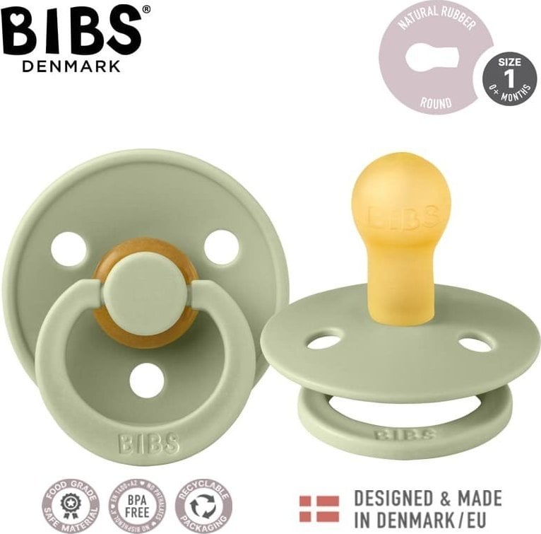 BIBS COLOUR 1 PACK SAGE S Smoczek Uspokajający kauczuk Hevea
