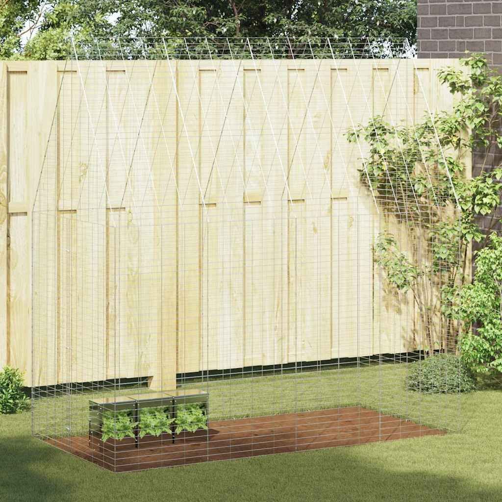 vidaXL Klatka dla królika Srebrny 400 x 100 x 210 cm