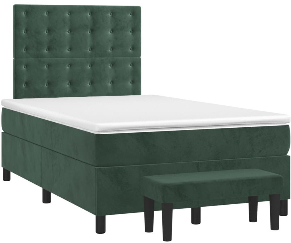 Łóżko kontynentalne z materacem, ciemnozielone, 120x190 cm