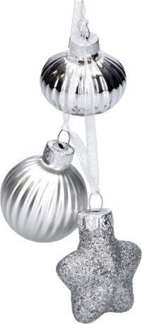 Kaemingk Bombki świąteczne szklane na wstążce zestaw 3 sztuki